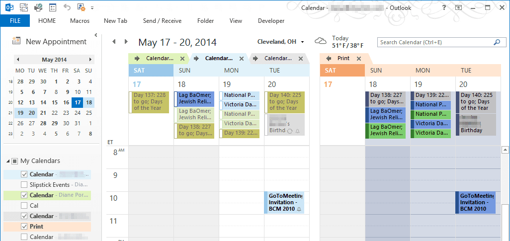 Combine And Print Multiple Outlook Calendars with regard to Print Yearly Calendar Outlook