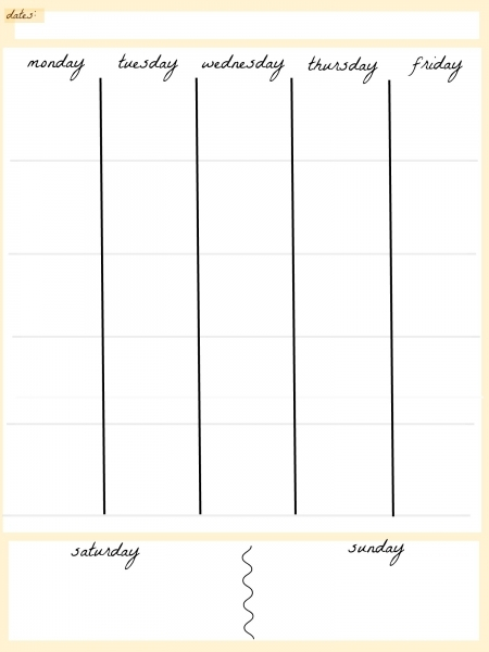 Day 5 Week Blank Calendar Template Printable | Printable with Blank 5 Day Calendar