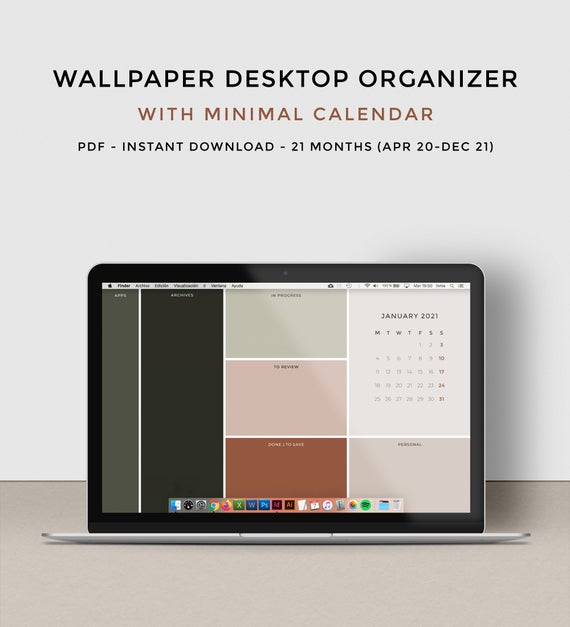 Desktop Wallpaper Organizer With 2020 2021 Calendar | Etsy with Calendar Maker For Mac