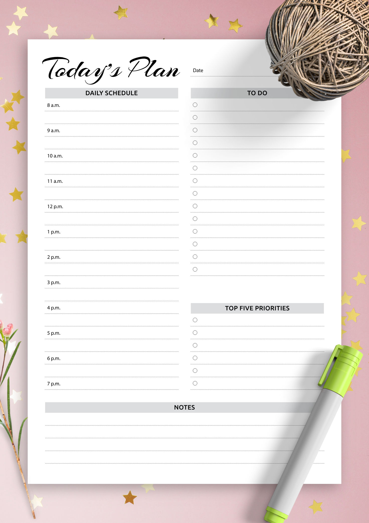 Download Printable Daily Planner With Hourly Schedule &amp; To inside Am Pm Calendar Template