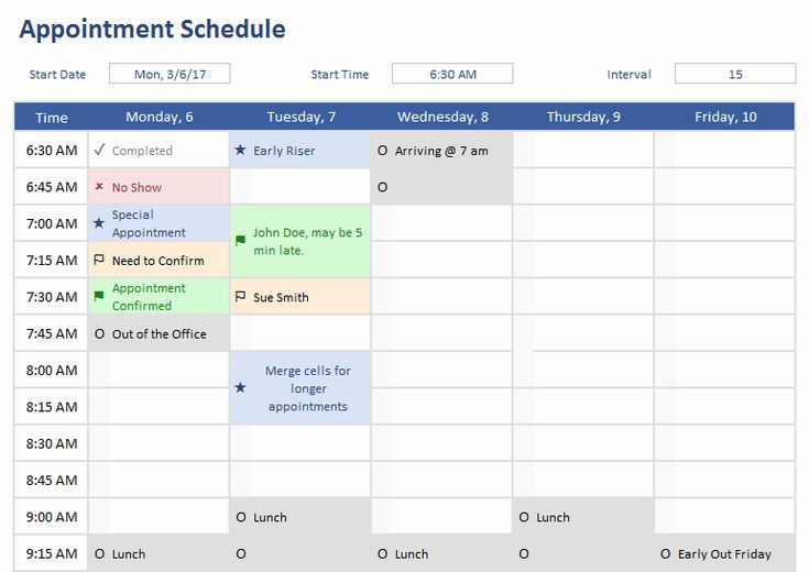 √ 30 Daily Appointment Schedule Template (2020) | Weekly intended for Wingdings Calendar Symbol