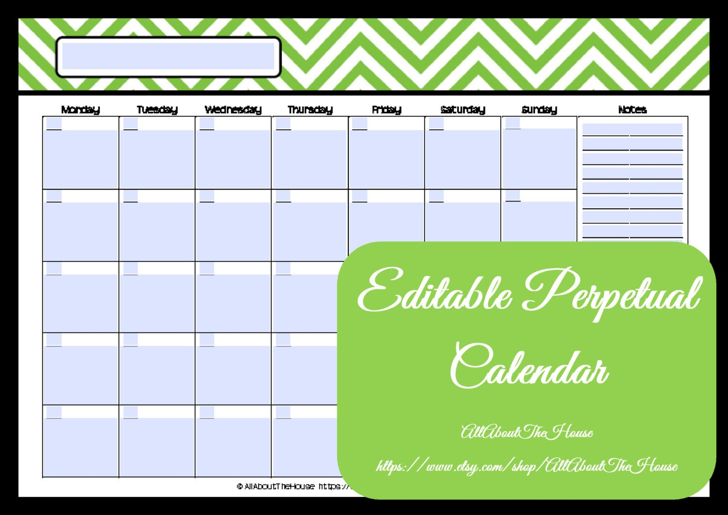 Editable Printable Calendar Perpetual Monthly 1 Page pertaining to Perpetual Monthly Calendar