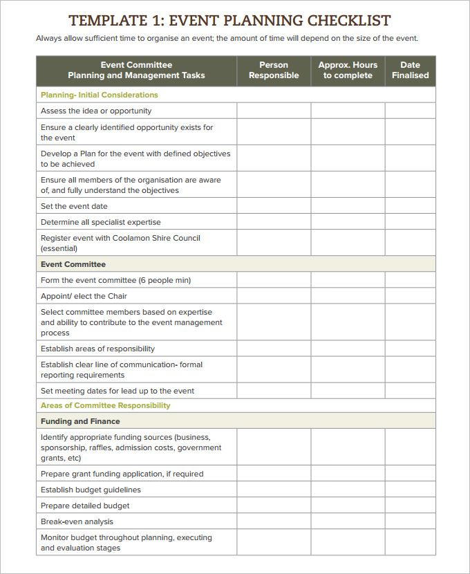 Event Checklist Template  13+ Free Word, Excel, Pdf Documents Download | … | Event Planning within Event Planning Worksheet Template