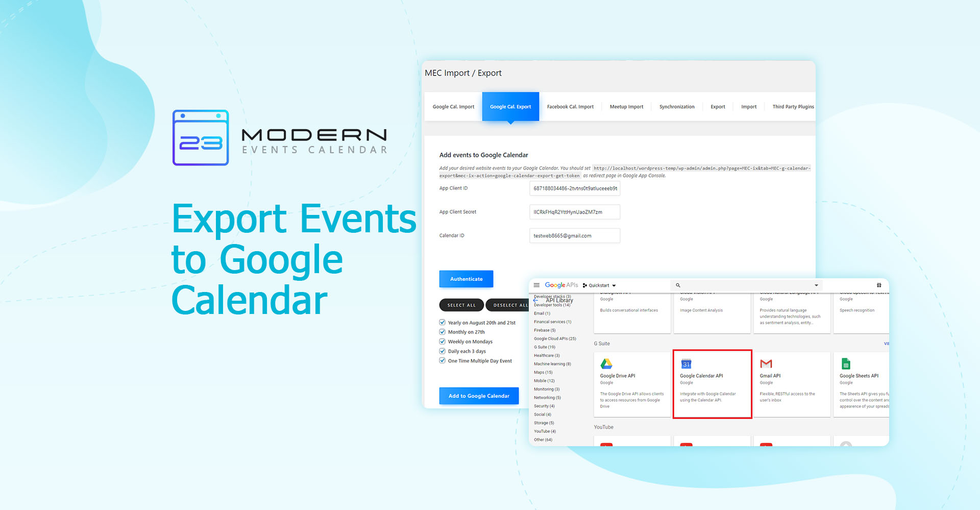 Export Events To Google Calendar  Modern Events Calendar intended for How To Export Google Calendar To Excel