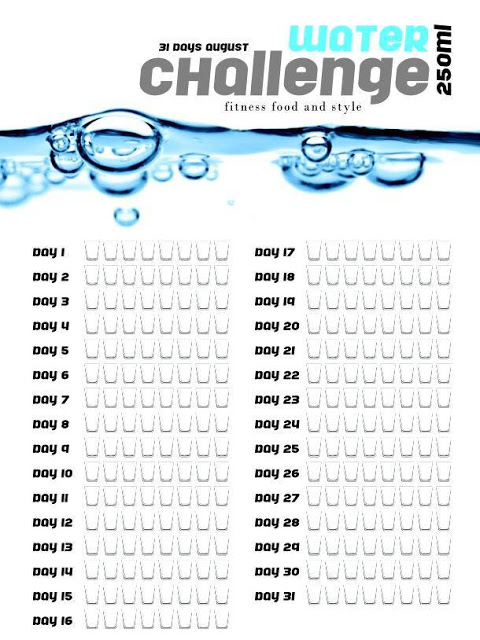 Fitness, Food And Style: August 31 Day Water Challenge And intended for 30 Day Water Challenge Printable