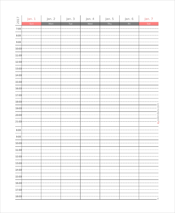 Free 10+ Printable Weekly Calendar Samples In Pdf | Ms in Two Week Calendar Template Word