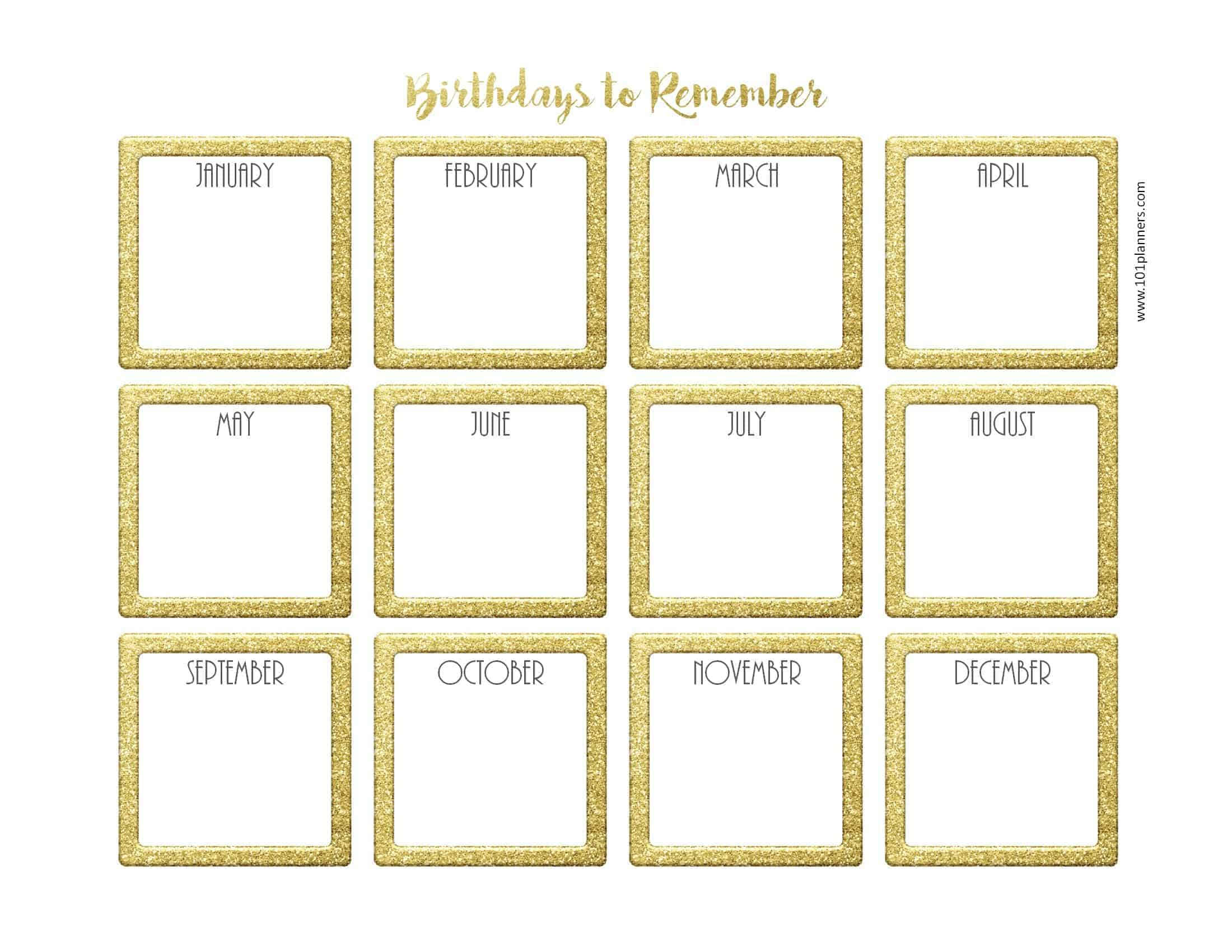 Free Birthday Calendar for Birthday Calendar Template Excel