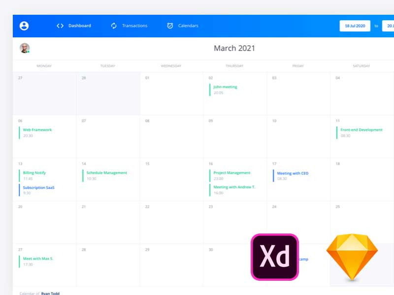 Free Calendar Elements Ui Kit  Free Adobe Xd Ui Kits regarding Xd Calendar Kit