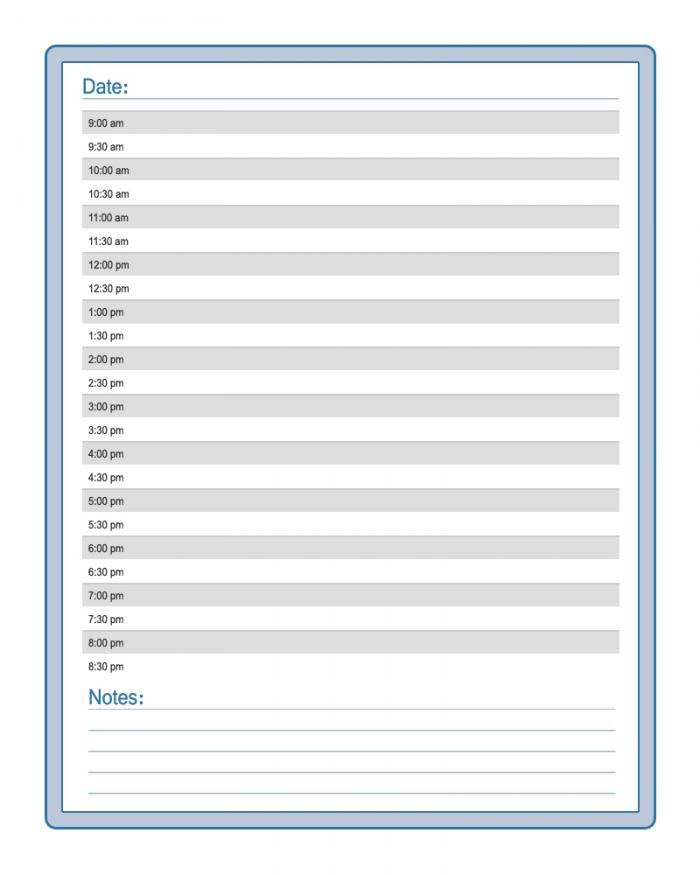 Free Daily Printable Schedule Template | Appointment within Free 30 Minute Appointment Schedule Template