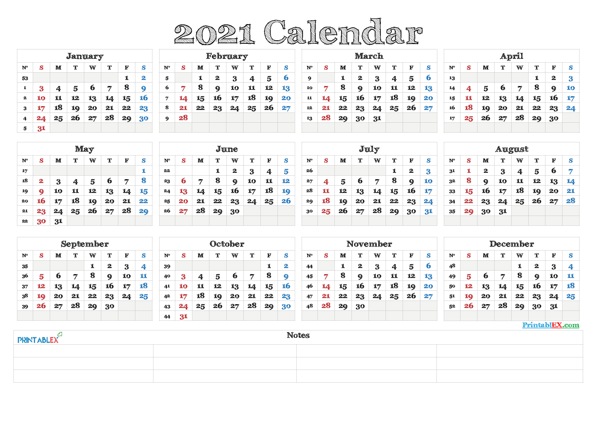 Free Editable Weekly 2021 Calendar  2021 Editable Yearly for 2021 Excel Printable Calendars