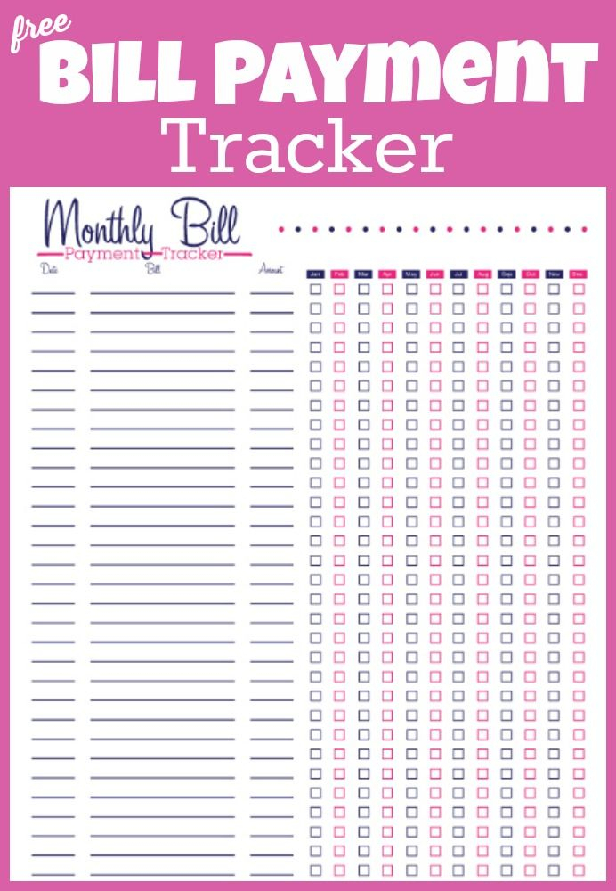 Free Printable Bill Tracker: Manage Your Monthly Expenses throughout Bill Payment Chart