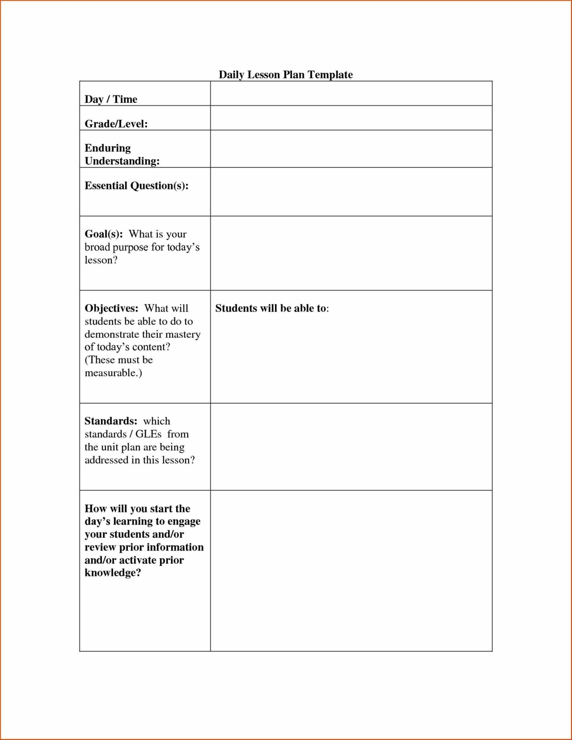 Free Printable Calendar Lesson Plans | Ten Free Printable within Lesson Calendar Template
