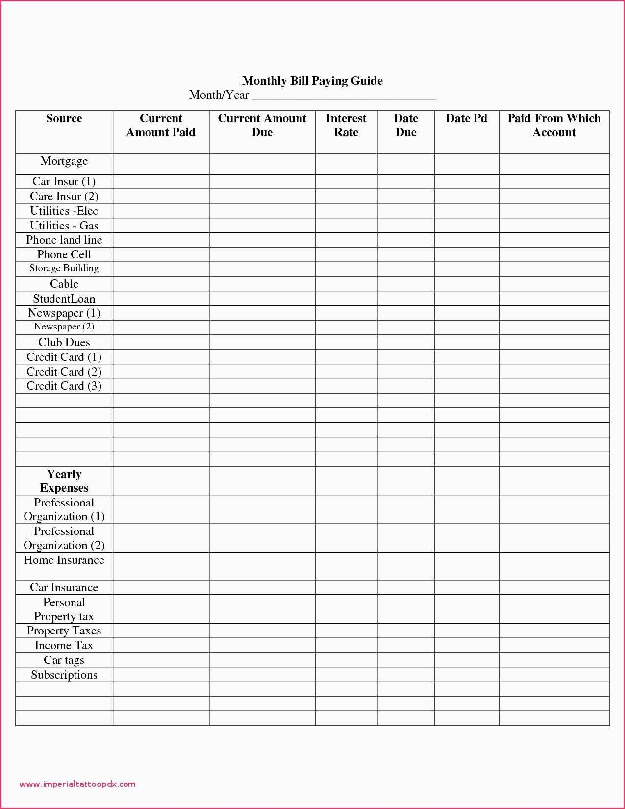 Free Printable Monthly Bills Chart | Calendar Template inside Printable Bill Organizer Sheet