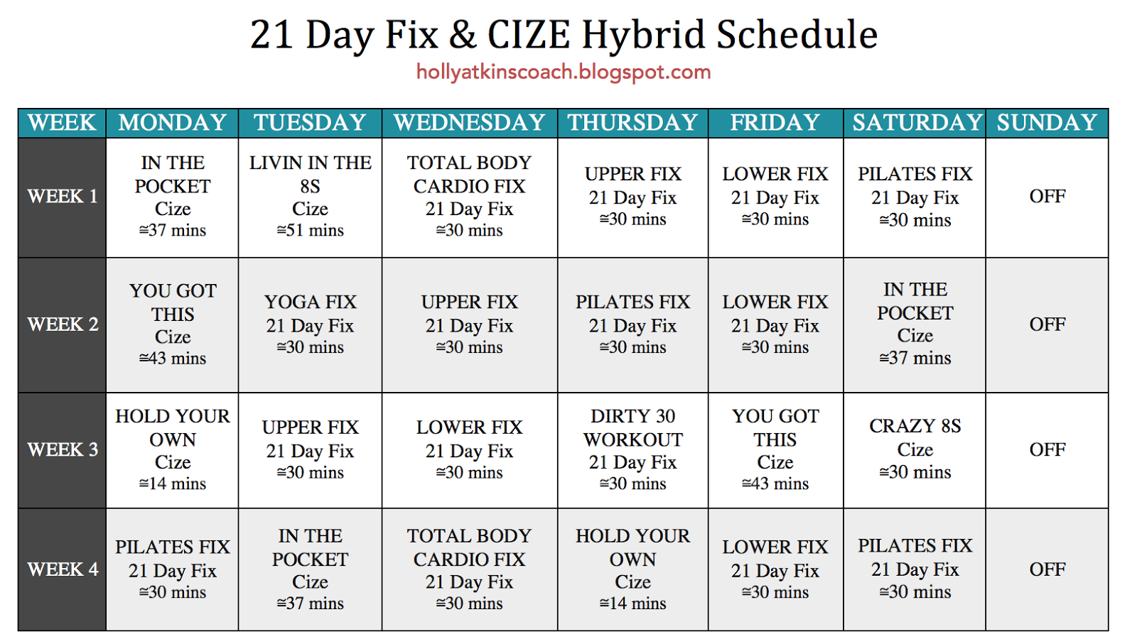 Holly Atkins: 21 Day Fix And Cize Hybrid Schedule! intended for Piyo 21 Day Fix Hybrid