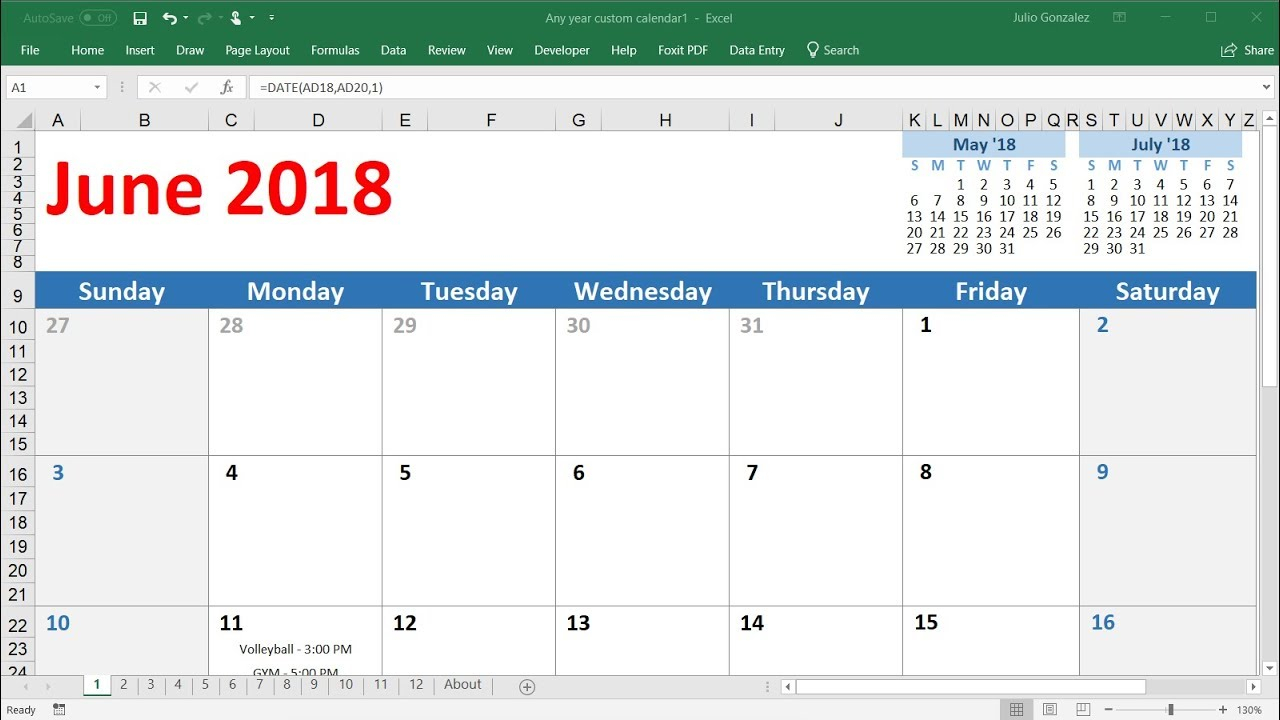 How To Create A Calendar In Excel 2016  Very Easy regarding Calendar Maker For Mac