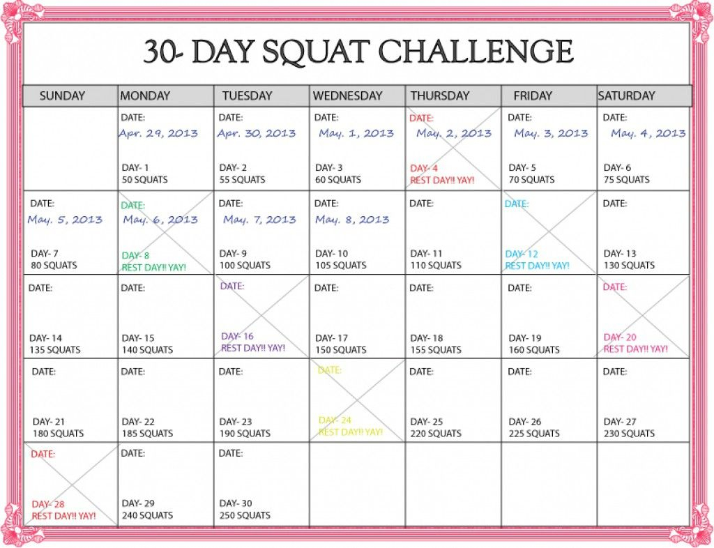 Https:www.30Day Squat Calendar  Calendar Template 2020 inside 30 Days Calendar Template