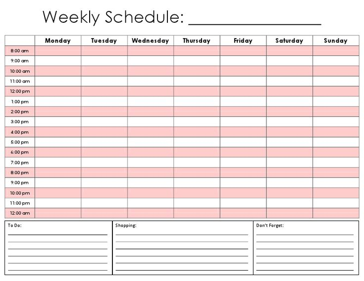 Image Result For 12 Hour Weekly Schedule Template | Hourly throughout 12 Week Planner Template