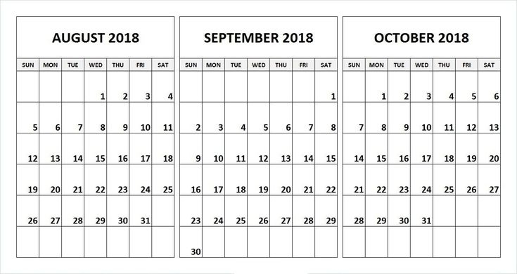 Incredible 3 Month Blank Calendar Template | September inside Blank 3 Month Calendar