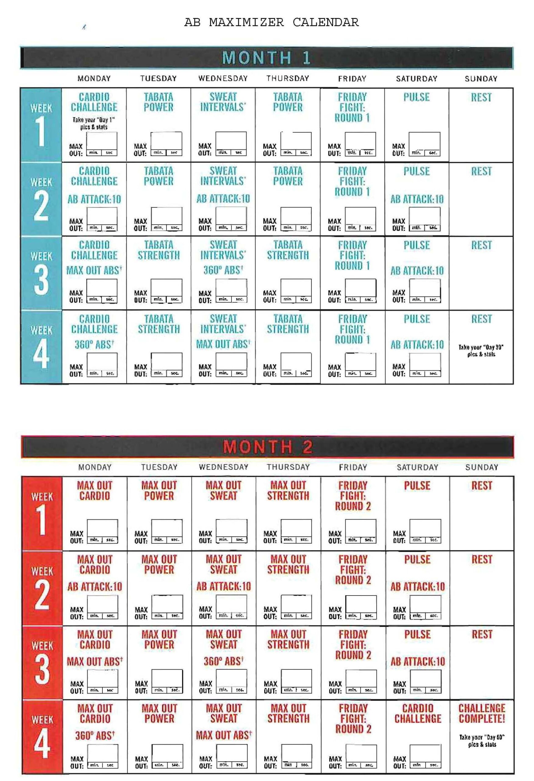 Insanity Max 30 Calendar | Calendar For Planning with regard to Insanity Max 30 Schedule Month 2