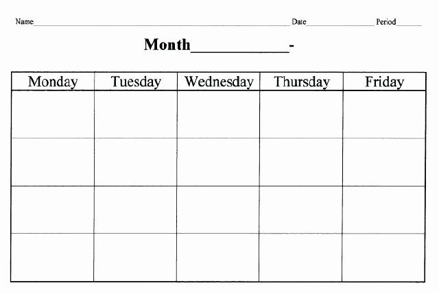 Inspirational Monday Through Friday Schedule Template In regarding Blank Monday Through Friday Calendar