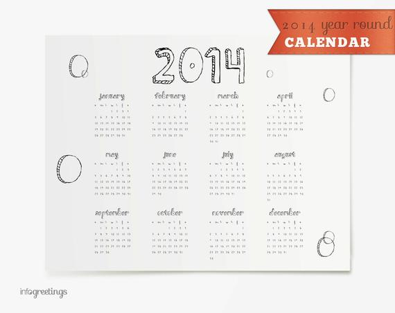 Items Similar To Printable 2014 Year Round Calendar On Etsy with Ecsd Year Round Calendar