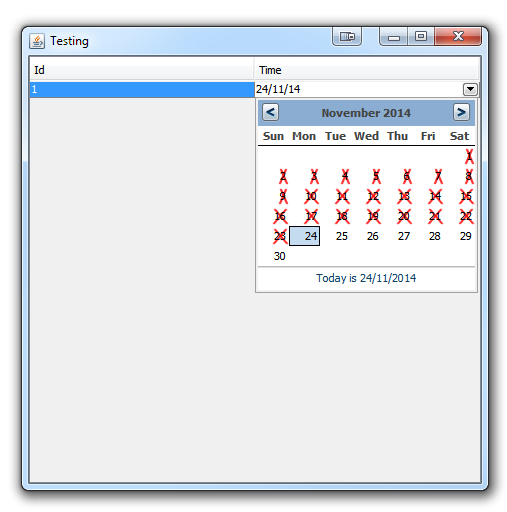 Java  Setting A Minimum Date For Jxdatepicker In A Jtable with regard to Swing Date Picker