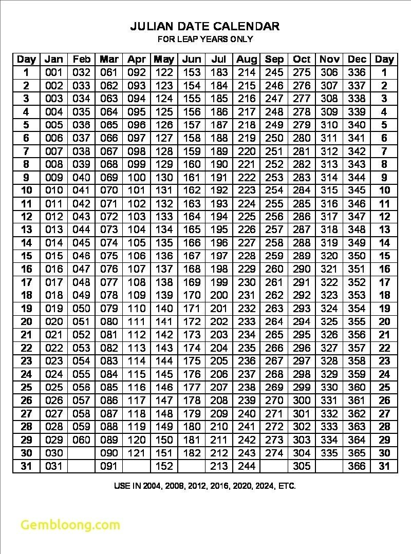 Julian Date Calendar 2021 | Example Calendar Printable in Leap Year Julian Calendar