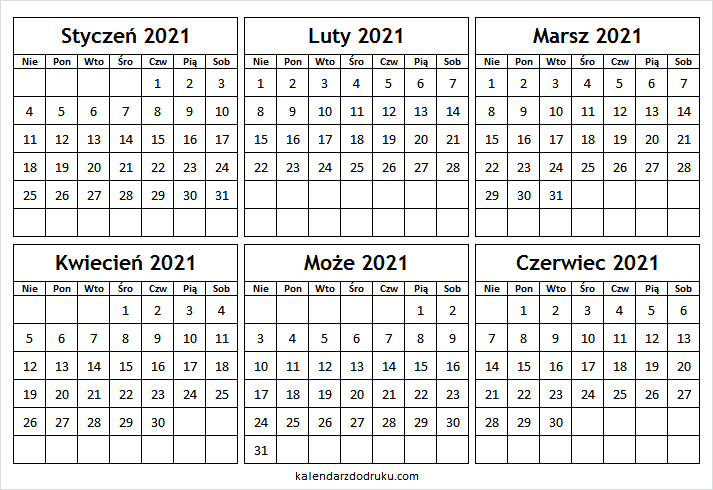 Kalendarz Styczeń Do Czerwiec 2021 Do Edycji Archives with regard to Kalendarz Roczny 2021 2021