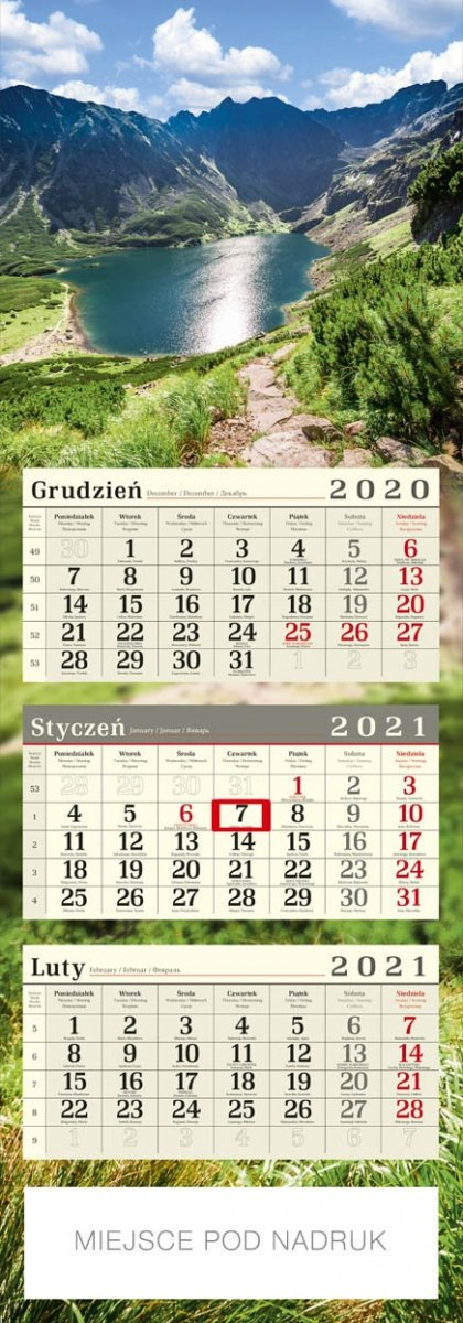 Kalendarz Trójdzielny 2021 Poster 06 Góry with Kalendarz Roczny 2021 2021