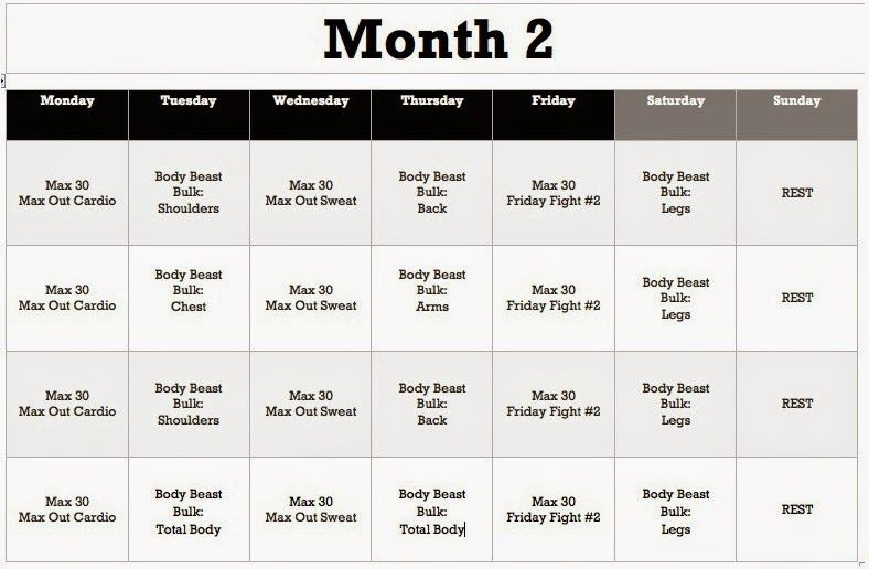 Month 2 Of My Insanity Max 30 And Body Beast Hybrid!! Rca intended for Insanity Max 30 Schedule Month 2