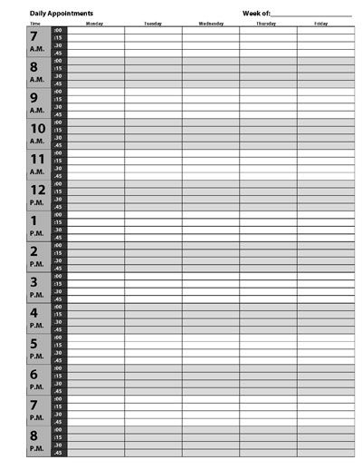 Monthly Calendar With Hourly Time Slots pertaining to Daily Calendar With 15 Minute Time Slots