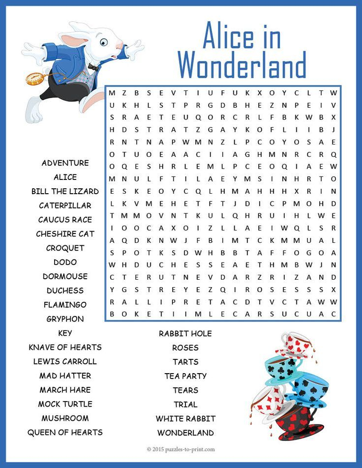 No Prep Alice In Wonderland Word Search Fun (With Images with regard to Disney Movies Word Search