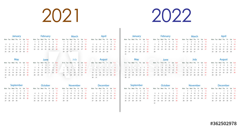 Obraz Kalendarz 2021, 2022, Tydzień Rozpoczyna Się W pertaining to Kalendarz Roczny 2021 2021