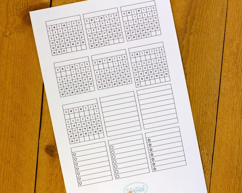 Perpetual Calendar Sticker Monthly Grid For Bullet Journal intended for Perpetual Monthly Calendar