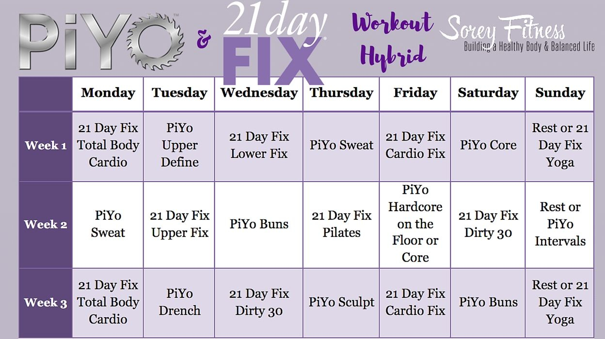 Pin On 21 Day Fix Review for Piyo Calendar Printable