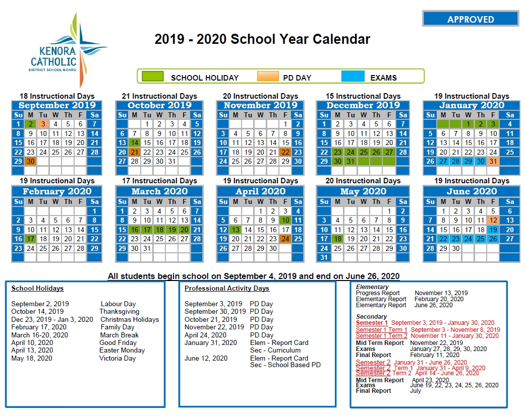 Png 2020 Education Calendar | Get Free Calendar in Ocsb School Year Calendar