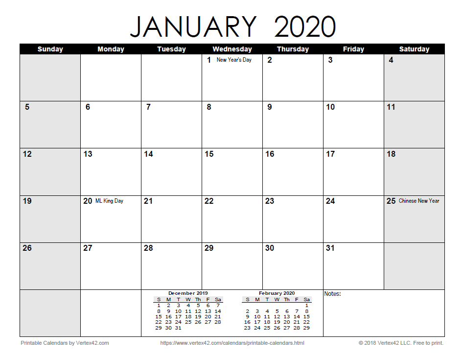 Printable 2020 Calendars Pdf Calendar 12 Com regarding Vertex Free Calendar