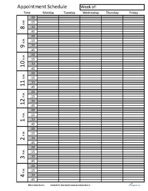 Printable Appointment Book Template  Pdf | Daily with regard to Daily Calendar With 15 Minute Time Slots