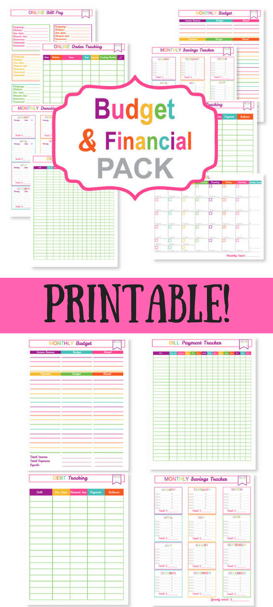 Printable Budget Planner Pack  Printable Bill Tracker intended for Printable Bill Organizer Sheet