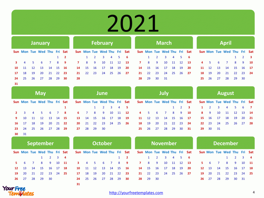 Printable Calendar 2021 Template  Free Powerpoint Template with regard to 3 Month Printable Calendar Templates For 2021