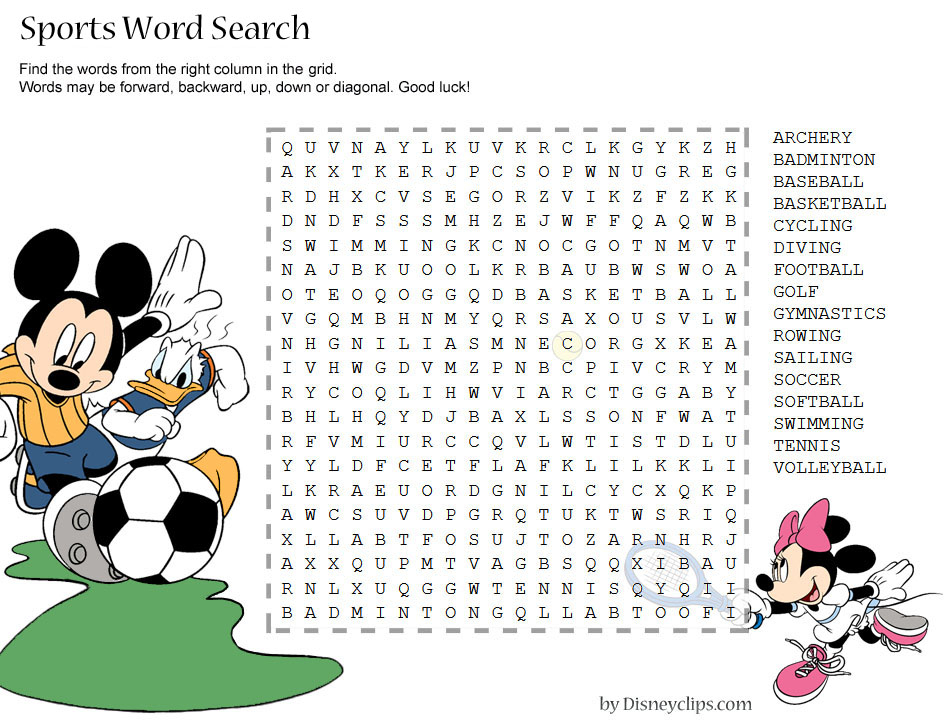 Printable Disney Word Search Games | Disneyclips for Disney World Word Search