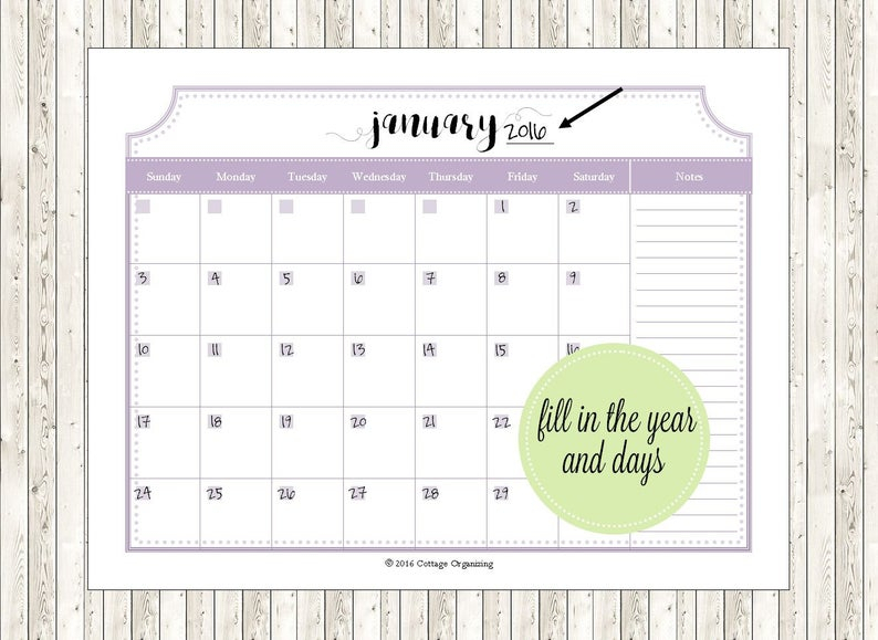 Printable Perpetual Calendar Kit 24 Monthly Calendar Pages intended for Perpetual Monthly Calendar