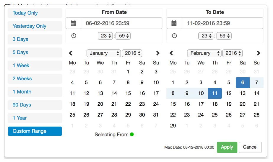 Qualtrics Date Range Picker Calendar For Planning