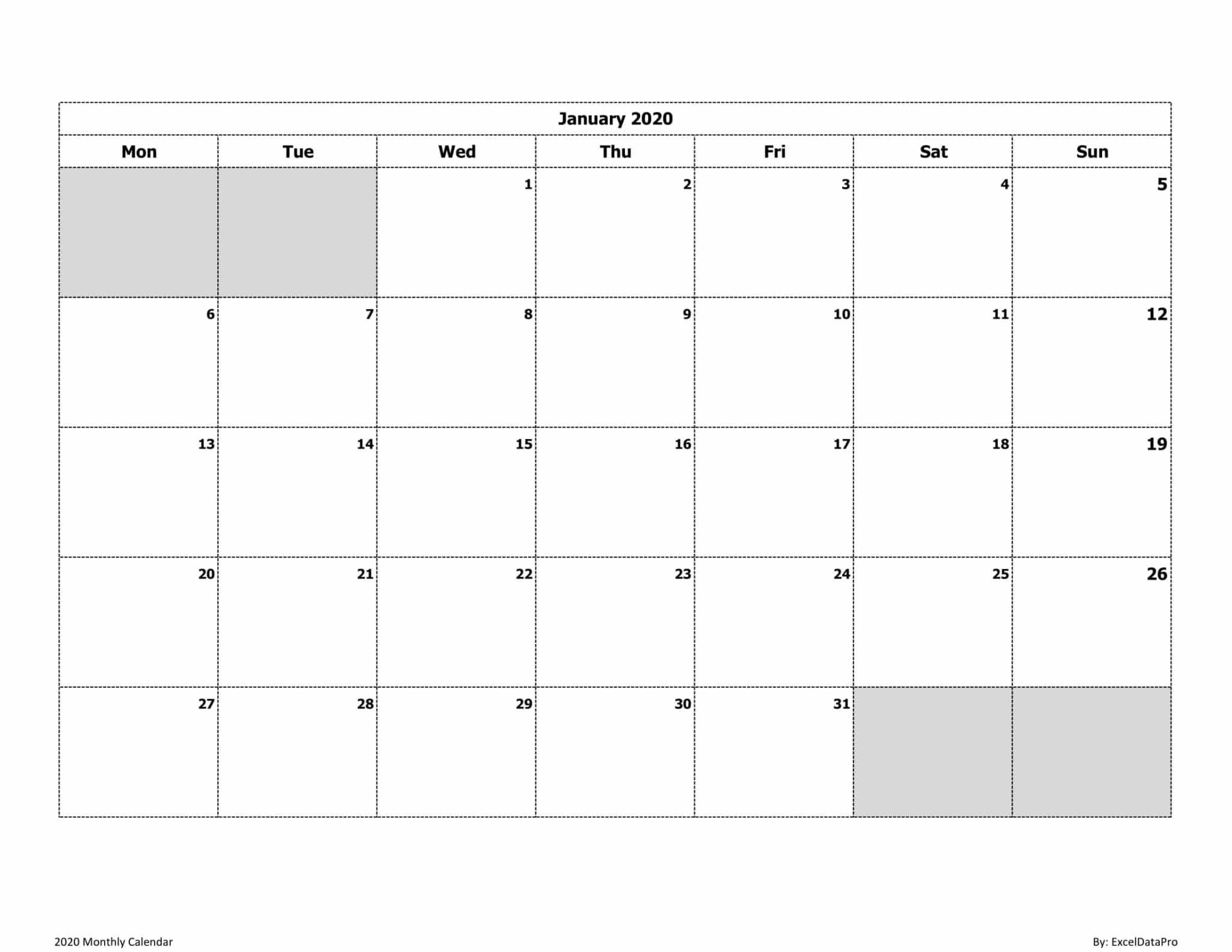 Remarkable Monthly Calendar Starting On Monday In 2020 with Remarkable Calendar Template