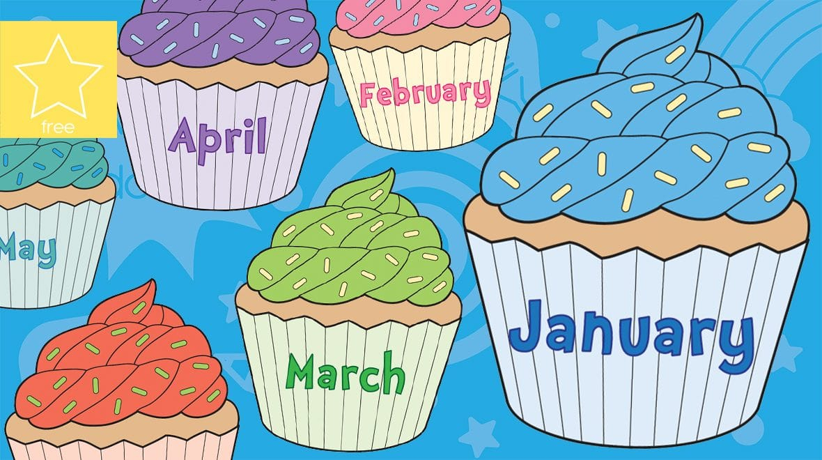 Teacher&#039;S Pet » Months Of The Year Birthday Cupcakes pertaining to Cupcake Birthday Display