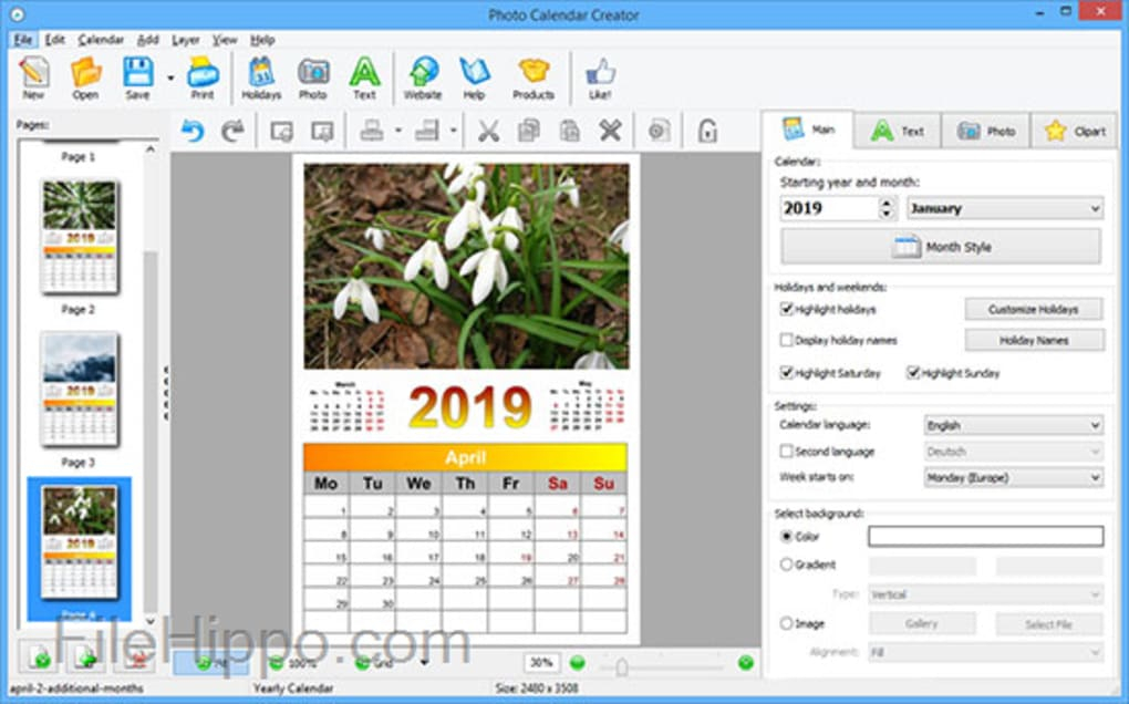 Télécharger Ams Photo Calendar Creator 12.0 Pour Windows inside Win Calendar Creator