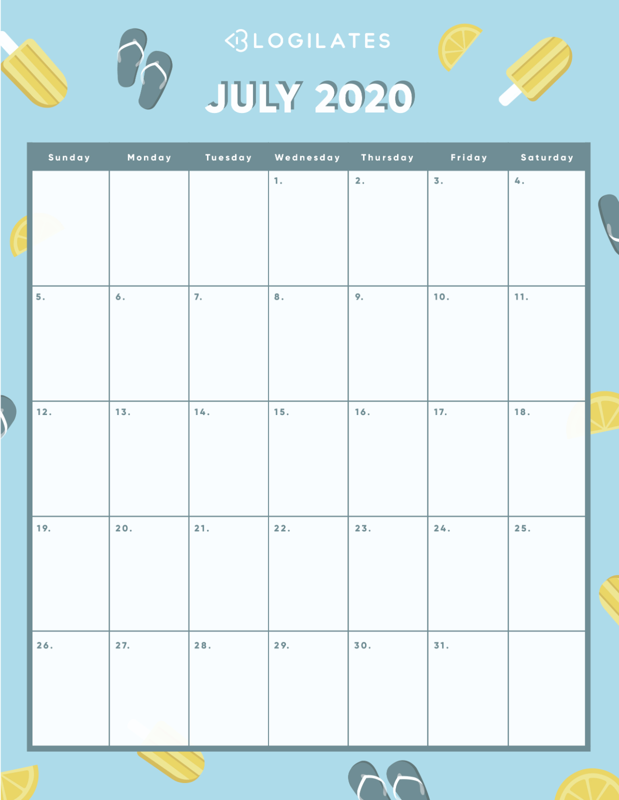 The Cutest 2020 Printable Calendars *Free*  Blogilates within Blogilates September Calendar