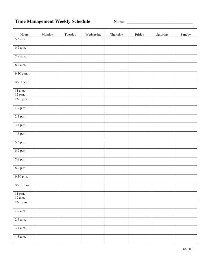 Time Management Weekly Schedule Template … | Daily with Daily Calendar With Time Slots Template