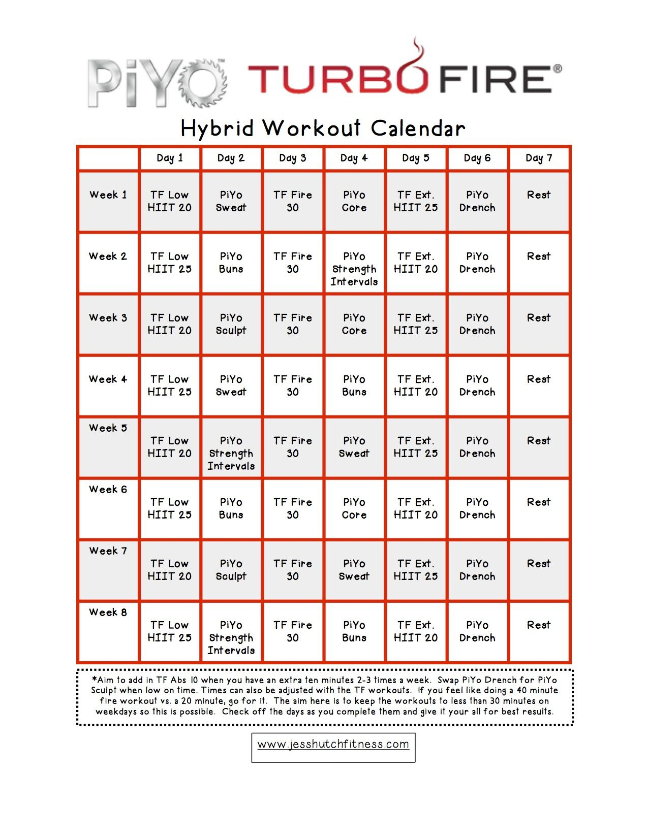 Turbo Fire Calendar Week 5 | Calendar Printables Free regarding Piyo Calendar Printable