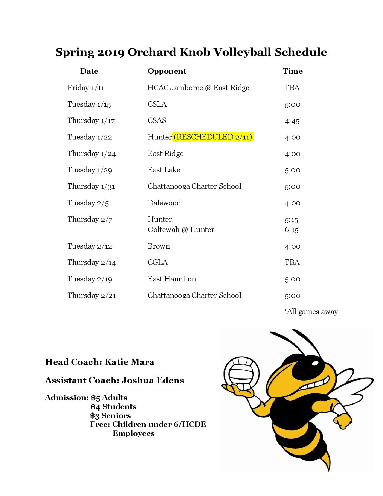 Volleyball  Orchard Knob Middle School throughout Orchard School Calendar